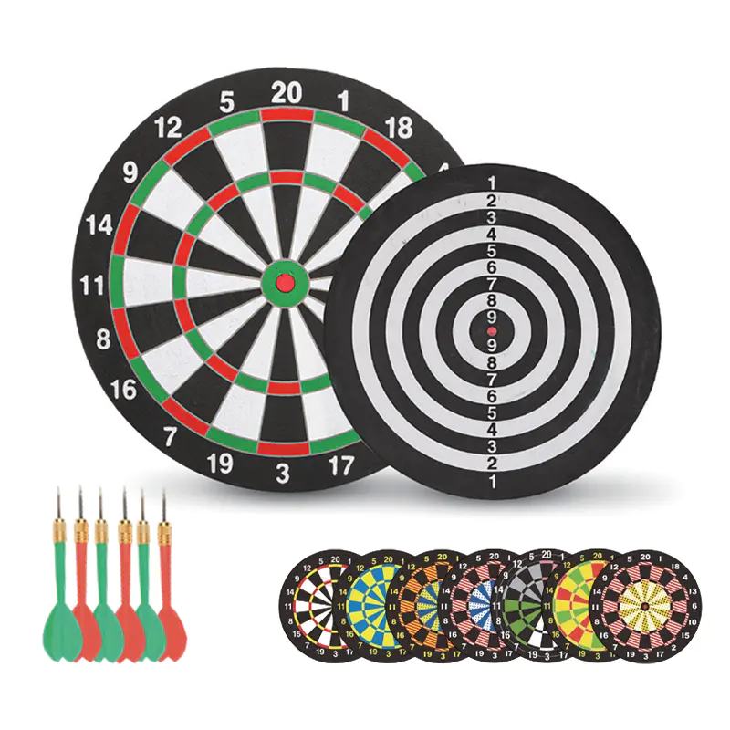 Doppelseitiges Dartboard-Set aus Papier mit 6 Darts für Familienspaß