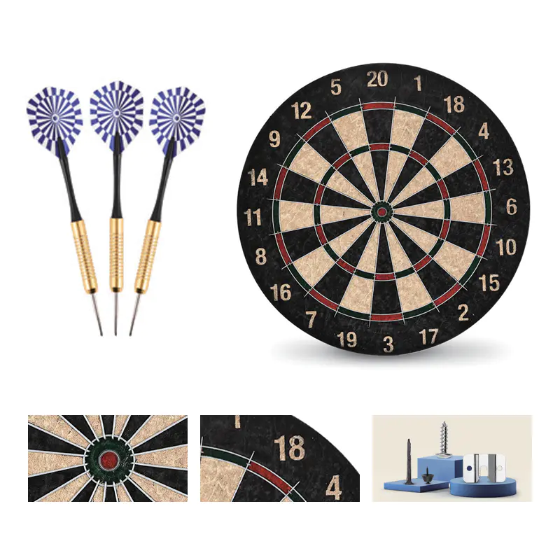 BL-1819 18 Zoll Borsten-Dartboard mit bedrucktem Zahlenring und Darts