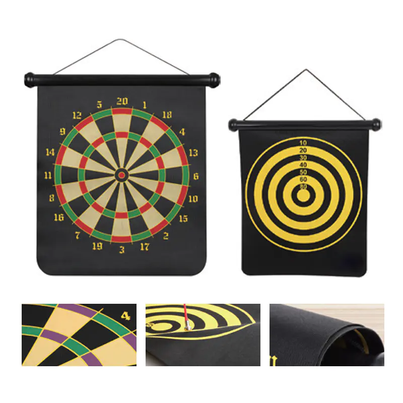 Doppelseitiges Roll-Up-Dartboard-Set für Kinder für drinnen und draußen